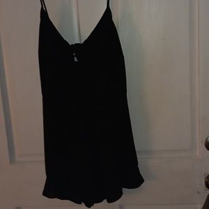 Lush Romper Ruffled Black Size Med Euc